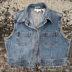 Jones New York Sleeveless Denim Vest - Blue